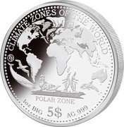 Samoa 5 Tala (Climate Zones of the World. Polar Zone) BF CLIMATE ZONES OF THE WORLD 1 OZ BIG 5$ AG.999 POLAR ZONE coin reverse Samoa 5 Tala (Climate Zones of the World. Polar Zone) BF CLIMATE ZONES OF THE WORLD 1 OZ BIG 5$ AG.999 POLAR ZONE coin reverse