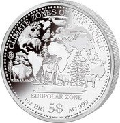 Samoa 5 Tala (Climate Zones of the World. Subpolar Zone) SUBPOLAR ZONE BF CLIMATE ZONES OF THE WORLD 1 OZ BIG 5$ AG.999 coin reverse Samoa 5 Tala (Climate Zones of the World. Subpolar Zone) SUBPOLAR ZONE BF CLIMATE ZONES OF THE WORLD 1 OZ BIG 5$ AG.999 coin reverse