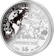 Samoa 5 Tala (Climate Zones of the World. Subtropical Zone) BF CLIMATE ZONES OF THE WORLD 1 OZ BIG 5$ AG.999 SUBTROPICAL ZONE coin reverse Samoa 5 Tala (Climate Zones of the World. Subtropical Zone) BF CLIMATE ZONES OF THE WORLD 1 OZ BIG 5$ AG.999 SUBTROPICAL ZONE coin reverse