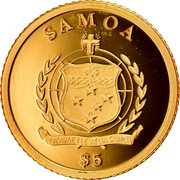 Samoa 5 Tala Louis D'or 2014 Proof KM# 415 SAMOA FA'AVAE I LE ATUA SAMOA $5 coin obverse Samoa 5 Tala Louis D'or 2014 Proof KM# 415 SAMOA FA'AVAE I LE ATUA SAMOA $5 coin obverse