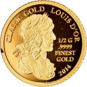 Samoa 5 Tala Louis D'or 2014 Proof KM# 415 CLASSIC GOLD LOUIS D'OR 1/2 G .9999 FINEST GOLD 2014 coin reverse Samoa 5 Tala Louis D'or 2014 Proof KM# 415 CLASSIC GOLD LOUIS D'OR 1/2 G .9999 FINEST GOLD 2014 coin reverse