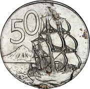 New Zealand 50 Cents (Planchet Error) 50 JB ENDEAVOUR coin reverse New Zealand 50 Cents (Planchet Error) 50 JB ENDEAVOUR coin reverse