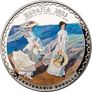 Spain 50 Euro Centenary of the death of Joaquin Sorolla - Walk on the Beach. 2023 M ESPAÑA 2023 PASEO A LA ORILLA DEL MAR CENTENARIO SOROLLA coin obverse