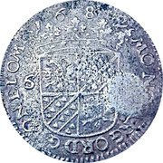 Netherlands 6 Stuivers Rijderschelling. Countermarked 1682  Countermarked CONCORDIA RES PARVAE CRESCVNT coin reverse Netherlands 6 Stuivers Rijderschelling. Countermarked 1682  Countermarked CONCORDIA RES PARVAE CRESCVNT coin reverse