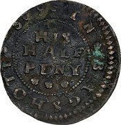 UK Half penny (Surrey Bagshot.W. Moore) HIS HALF PENY IN . BAGSHOTT 1669 coin reverse UK Half penny (Surrey Bagshot.W. Moore) HIS HALF PENY IN . BAGSHOTT 1669 coin reverse