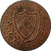 UK Halfpenny (Sussex. Northiam. G. Gilberts) UNANIMITY IS THE BOND OF SOCIETY coin obverse UK Halfpenny (Sussex. Northiam. G. Gilberts) UNANIMITY IS THE BOND OF SOCIETY coin obverse