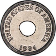 USA One Cent (Inverted Shield Pattern. Aluminum) UNITED STATES OF AMERICA 1884 coin obverse USA One Cent (Inverted Shield Pattern. Aluminum) UNITED STATES OF AMERICA 1884 coin obverse