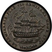USA One Penny (Rhode Island Ship Token) DE ADMIRALS FLAG VAN ADMIRAL HOWE 1779 coin obverse USA One Penny (Rhode Island Ship Token) DE ADMIRALS FLAG VAN ADMIRAL HOWE 1779 coin obverse