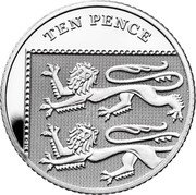 UK Ten Pence (Royal Arms Shield Puzzle Memorial) TEN PENCE MD coin reverse UK Ten Pence (Royal Arms Shield Puzzle Memorial) TEN PENCE MD coin reverse
