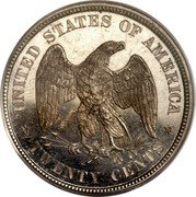 USA Twenty Cents (Pattern Liberty at Seashore) UNITED STATES OF AMERICA TWENTY CENTS coin reverse