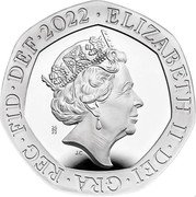 UK Twenty Pence (Royal Arms Shield Puzzle Memorial) ELIZABETH II DEI GRA REG FID DEF 2022 J.C 26/22 coin obverse UK Twenty Pence (Royal Arms Shield Puzzle Memorial) ELIZABETH II DEI GRA REG FID DEF 2022 J.C 26/22 coin obverse