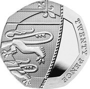 UK Twenty Pence (Royal Arms Shield Puzzle Memorial) TWENTY PENCE MD coin reverse UK Twenty Pence (Royal Arms Shield Puzzle Memorial) TWENTY PENCE MD coin reverse