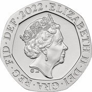 UK Twenty Pence (Royal Shield. 40th Anniversary Privy Mark) ELIZABETH II DEI GRA REG FID DEF 2022 40 J.C coin obverse