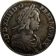 France 1/12 ECU (10 Sols) Louis XIV 1645 A Point KM# 140.1 LVD XIIII D G FR ET NAV REX coin obverse