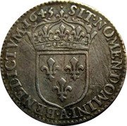 France 1/12 ECU (10 Sols) Louis XIV 1645 A Point KM# 140.1 SIT NOMEN DOMINI A BENEDICTVM 1645 coin reverse