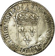 France 1/12 ECU (10 Sols) Louis XIV 1645 D KM# 140.2 SIT NOMEN DOMINI D BENEDICTVM 1645 coin reverse France 1/12 ECU (10 Sols) Louis XIV 1645 D KM# 140.2 SIT NOMEN DOMINI D BENEDICTVM 1645 coin reverse