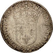 France 1/12 ECU (10 Sols) Louis XIV 1650 K KM# 166.10 SIT NOMEN DOMINI K BENEDICTVM 1650 coin reverse France 1/12 ECU (10 Sols) Louis XIV 1650 K KM# 166.10 SIT NOMEN DOMINI K BENEDICTVM 1650 coin reverse