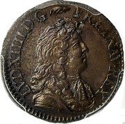 France 1/12 ECU (10 Sols) Louis XIV 1681 A KM# 235.1 LVD XIIII D G FR ET NAV REX coin obverse France 1/12 ECU (10 Sols) Louis XIV 1681 A KM# 235.1 LVD XIIII D G FR ET NAV REX coin obverse