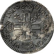 France 1/12 ECU (10 Sols) Louis XIV 1691 A KM# 282.1 CHRS REGN VINC IMP A coin reverse France 1/12 ECU (10 Sols) Louis XIV 1691 A KM# 282.1 CHRS REGN VINC IMP A coin reverse