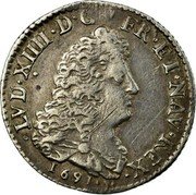 France 1/12 ECU (10 Sols) Louis XIV 1691 Crowned L KM# 282.2 LVD XIIII D G FR ET NAV REX 1691 coin obverse