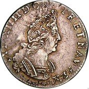 France 1/12 ECU (10 Sols) Louis XIV 1694 A KM# 290.1 LVD XIIII D G FR ET NAV REX coin obverse France 1/12 ECU (10 Sols) Louis XIV 1694 A KM# 290.1 LVD XIIII D G FR ET NAV REX coin obverse