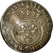 France 1/12 ECU (10 Sols) Louis XIV 1694 D KM# 290.3 SIT NOMEN DOMINI D BENEDICTVM 1694 coin reverse France 1/12 ECU (10 Sols) Louis XIV 1694 D KM# 290.3 SIT NOMEN DOMINI D BENEDICTVM 1694 coin reverse