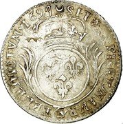 France 1/12 ECU (10 Sols) Louis XIV 1697 X KM# 290.15 SIT NOMEN DOMINI X BENEDICTVM 1694 coin reverse France 1/12 ECU (10 Sols) Louis XIV 1697 X KM# 290.15 SIT NOMEN DOMINI X BENEDICTVM 1694 coin reverse