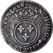 France 1/12 ECU (10 Sols) Louis XIV 1699 W KM# 290.14 SIT NOMEN DOMINI W BENEDICTVM 1698 coin reverse France 1/12 ECU (10 Sols) Louis XIV 1699 W KM# 290.14 SIT NOMEN DOMINI W BENEDICTVM 1698 coin reverse