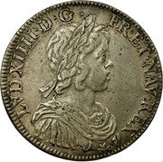 France 1/2 ECU Louis XIV 1643 A Rose KM# 163.1 LVD XIIII D G FR ET NAV REX coin obverse France 1/2 ECU Louis XIV 1643 A Rose KM# 163.1 LVD XIIII D G FR ET NAV REX coin obverse