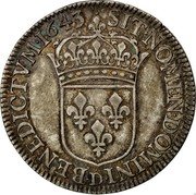 France 1/2 ECU Louis XIII 1643 D KM# 135.2 SIT NOMEN DOMINI D BENEDICTVM 1643 coin reverse France 1/2 ECU Louis XIII 1643 D KM# 135.2 SIT NOMEN DOMINI D BENEDICTVM 1643 coin reverse