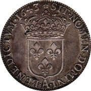 France 1/2 ECU Louis XIII 1643 Rose KM# 135.1 SIT NOMEN DOMINI A BENEDICTVM 1643 coin reverse