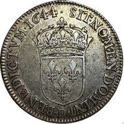 France 1/2 ECU Louis XIV 1644 D KM# 163.2 SIT NOMEN DOMINI D BENEDICTVM 1644 coin reverse France 1/2 ECU Louis XIV 1644 D KM# 163.2 SIT NOMEN DOMINI D BENEDICTVM 1644 coin reverse