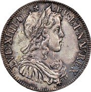 France 1/2 ECU Louis XIV 1647 N KM# 164.14 LVD XIIII D G FR ET NAV REX coin obverse France 1/2 ECU Louis XIV 1647 N KM# 164.14 LVD XIIII D G FR ET NAV REX coin obverse