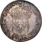 France 1/2 ECU Louis XIV 1647 N KM# 164.14 SIT NOMEN DOMINI N BENEDICTVM 1647 coin reverse France 1/2 ECU Louis XIV 1647 N KM# 164.14 SIT NOMEN DOMINI N BENEDICTVM 1647 coin reverse