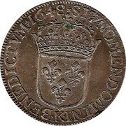 France 1/2 ECU Louis XIV 1648 K KM# 164.11 SIT NOMEN DOMINI K BENEDICTVM 1648 coin reverse France 1/2 ECU Louis XIV 1648 K KM# 164.11 SIT NOMEN DOMINI K BENEDICTVM 1648 coin reverse