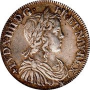France 1/2 ECU Louis XIV 1649 F KM# 164.7 LVD XIIII D G FR ET NAV REX coin obverse France 1/2 ECU Louis XIV 1649 F KM# 164.7 LVD XIIII D G FR ET NAV REX coin obverse