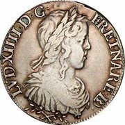 France 1/2 ECU Louis XIV 1650 KM# 184.1 LVD XIIII D G FR ET NA RE BD coin obverse France 1/2 ECU Louis XIV 1650 KM# 184.1 LVD XIIII D G FR ET NA RE BD coin obverse