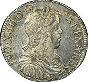France 1/2 ECU Louis XIV 1651 H KM# 164.9 LVD XIIII D G FR ET NAV REX coin obverse France 1/2 ECU Louis XIV 1651 H KM# 164.9 LVD XIIII D G FR ET NAV REX coin obverse