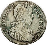 France 1/2 ECU Louis XIV 1651 S KM# 164.19 LVD XIIII D G FR ET NAV REX coin obverse France 1/2 ECU Louis XIV 1651 S KM# 164.19 LVD XIIII D G FR ET NAV REX coin obverse