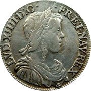 France 1/2 ECU Louis XIV 1652 B KM# 164.3 LVD XIIII D G FR ET NAV REX coin obverse France 1/2 ECU Louis XIV 1652 B KM# 164.3 LVD XIIII D G FR ET NAV REX coin obverse