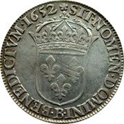 France 1/2 ECU Louis XIV 1652 B KM# 164.3 SIT NOMEN DOMINI B BENEDICTVM 1652 coin reverse France 1/2 ECU Louis XIV 1652 B KM# 164.3 SIT NOMEN DOMINI B BENEDICTVM 1652 coin reverse