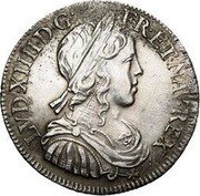 France 1/2 ECU Louis XIV 1653 AR KM# 164.2 LVD XIIII D G FR ET NAV REX coin obverse France 1/2 ECU Louis XIV 1653 AR KM# 164.2 LVD XIIII D G FR ET NAV REX coin obverse