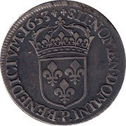 France 1/2 ECU Louis XIV 1653 P KM# 164.16 SIT NOMEN DOMINI P BENEDICTVM 1653 coin reverse France 1/2 ECU Louis XIV 1653 P KM# 164.16 SIT NOMEN DOMINI P BENEDICTVM 1653 coin reverse