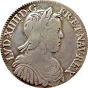 France 1/2 ECU Louis XIV 1654 A KM# 164.1 LVD XIIII D G FR ET NAV REX coin obverse France 1/2 ECU Louis XIV 1654 A KM# 164.1 LVD XIIII D G FR ET NAV REX coin obverse