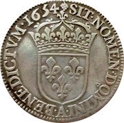 France 1/2 ECU Louis XIV 1654 A KM# 164.1 SIT NOMEN DOMINI A BENEDICTVM 1654 coin reverse France 1/2 ECU Louis XIV 1654 A KM# 164.1 SIT NOMEN DOMINI A BENEDICTVM 1654 coin reverse