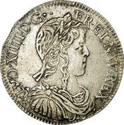 France 1/2 ECU Louis XIV 1654 T KM# 164.20 LVD XIIII D G FR ET NAV REX coin obverse France 1/2 ECU Louis XIV 1654 T KM# 164.20 LVD XIIII D G FR ET NAV REX coin obverse