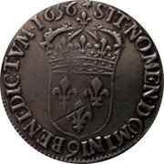 France 1/2 ECU Louis XIV 1656 Numeral 9 KM# 164.24 SIT NOMEN DOMINI 9 BENEDICTVM 1656 coin reverse France 1/2 ECU Louis XIV 1656 Numeral 9 KM# 164.24 SIT NOMEN DOMINI 9 BENEDICTVM 1656 coin reverse