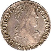 France 1/2 ECU Louis XIV 1658 KM# 183 LVD. XIIII. D. G FR. ET. NA REX V coin obverse France 1/2 ECU Louis XIV 1658 KM# 183 LVD. XIIII. D. G FR. ET. NA REX V coin obverse