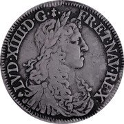 France 1/2 ECU Louis XIV 1659 T KM# 202.13 LVD XIIII D G FR ET NAV REX coin obverse France 1/2 ECU Louis XIV 1659 T KM# 202.13 LVD XIIII D G FR ET NAV REX coin obverse