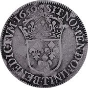 France 1/2 ECU Louis XIV 1659 T KM# 202.13 SIT NOMEN DOMINI T BENEDICTVM 1659 coin reverse France 1/2 ECU Louis XIV 1659 T KM# 202.13 SIT NOMEN DOMINI T BENEDICTVM 1659 coin reverse